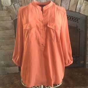 Tommy Hilfiger Orange Silk Button Pocket Blouse